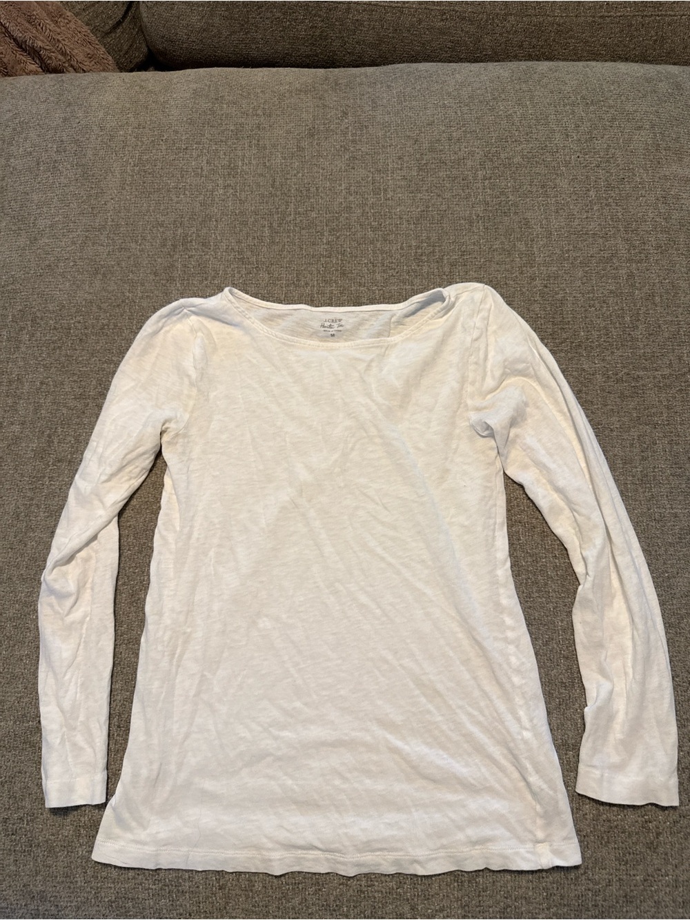 J.Crew Painter Tee White Long Sleeve Cotton Top Medium Minimal Basic